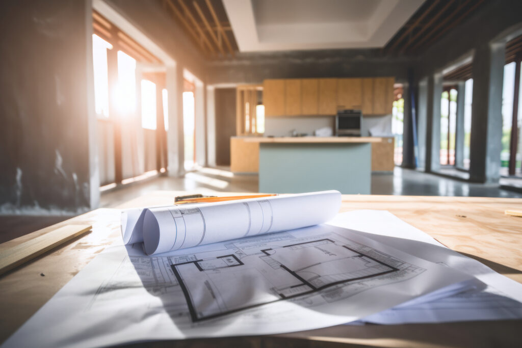 Image of blueprints inside a room